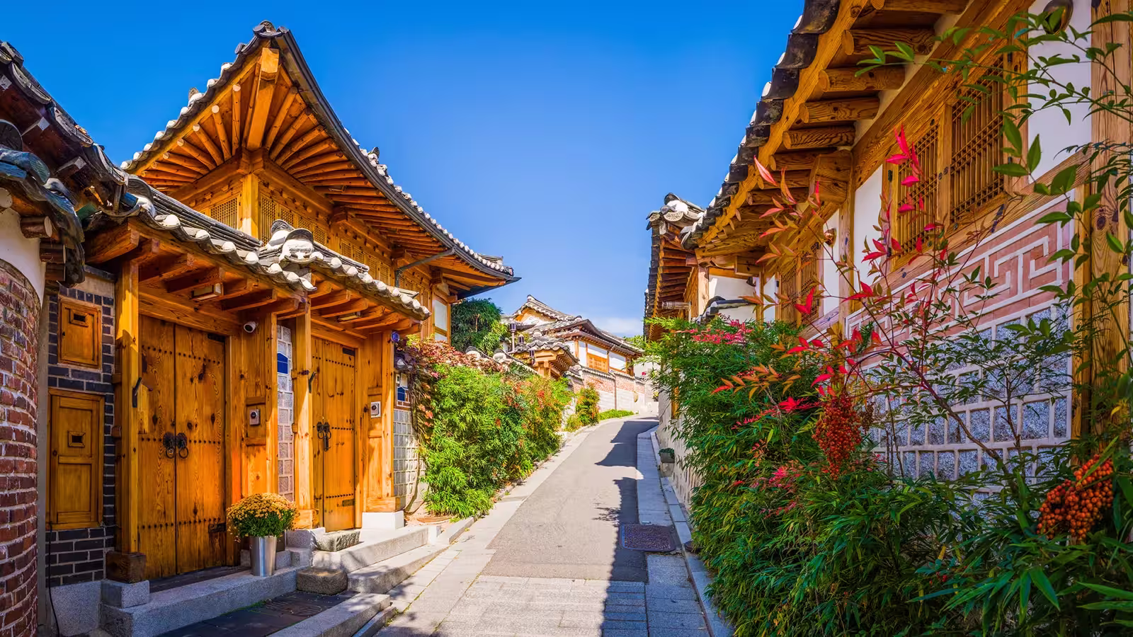 Traditional hanok tile-roof houses in Bukchon Hanok Village
