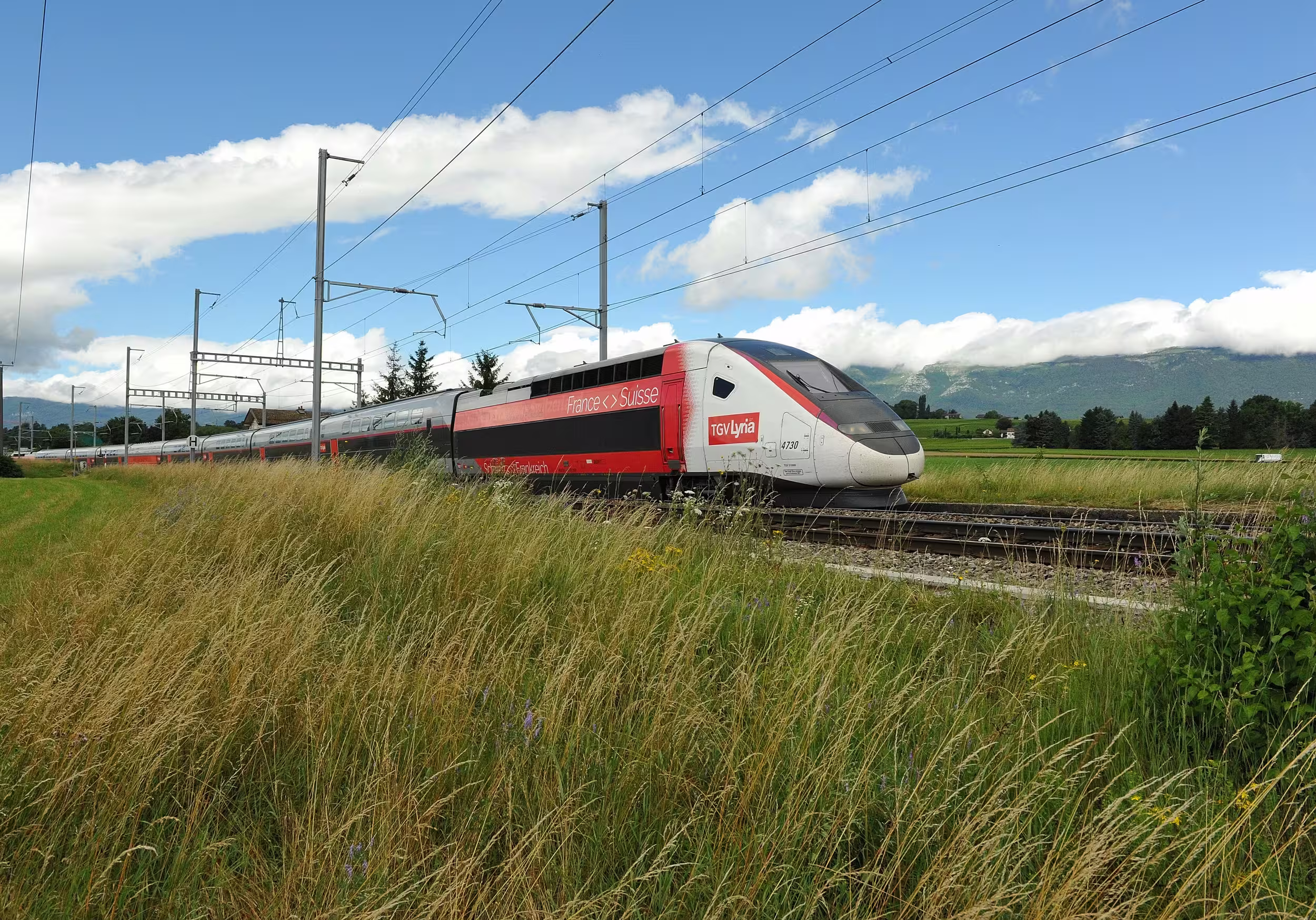 Scenic TGV Lyria high-speed rail traversing French and Swiss borders