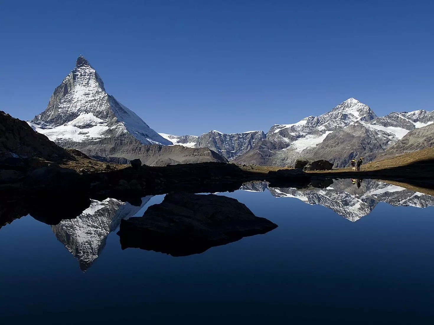 The Matterhorn reflected in the alpine waters of Riffelsee