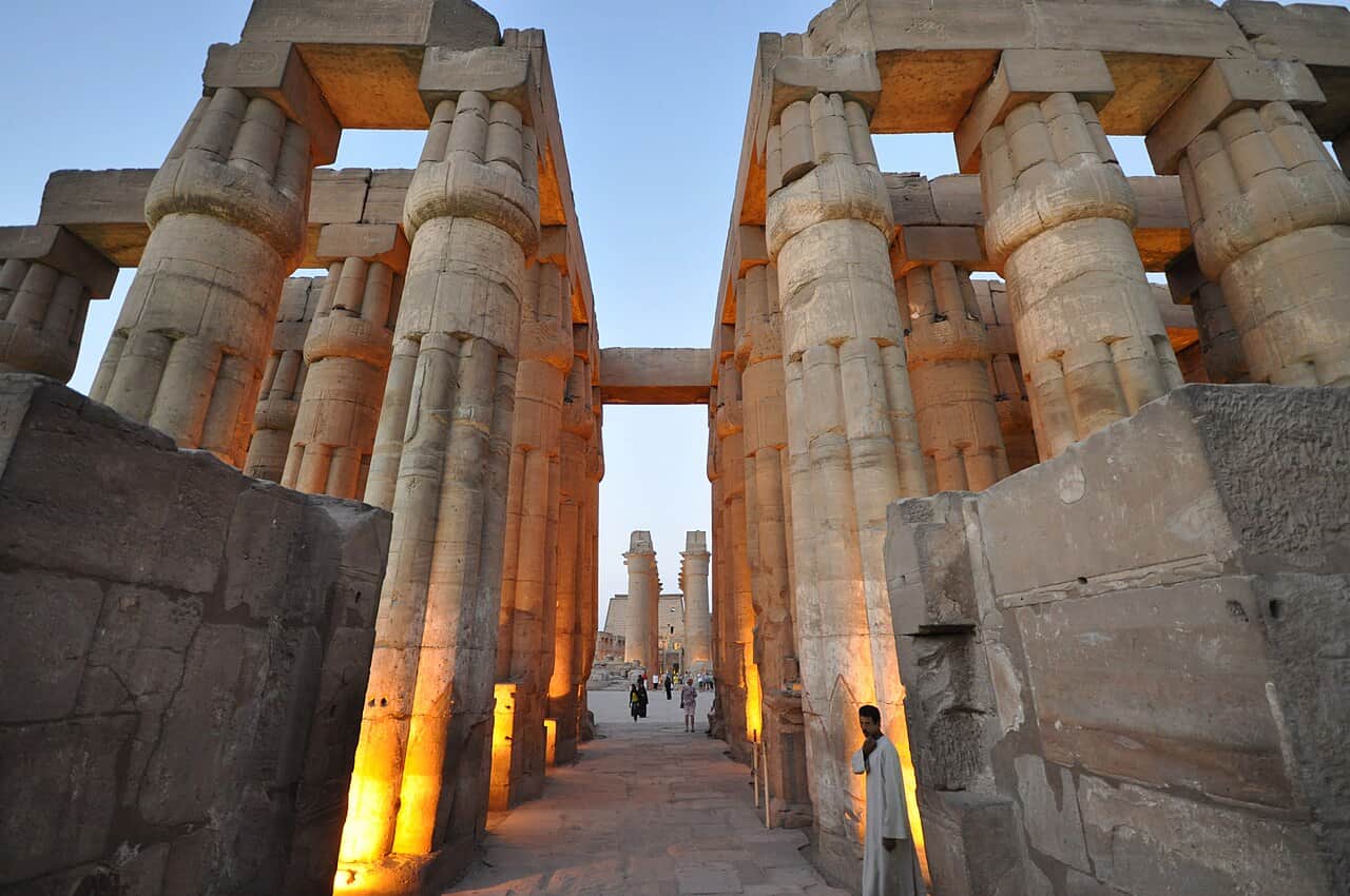Hypostyle Hall towering columns at Karnak Temple in Luxor