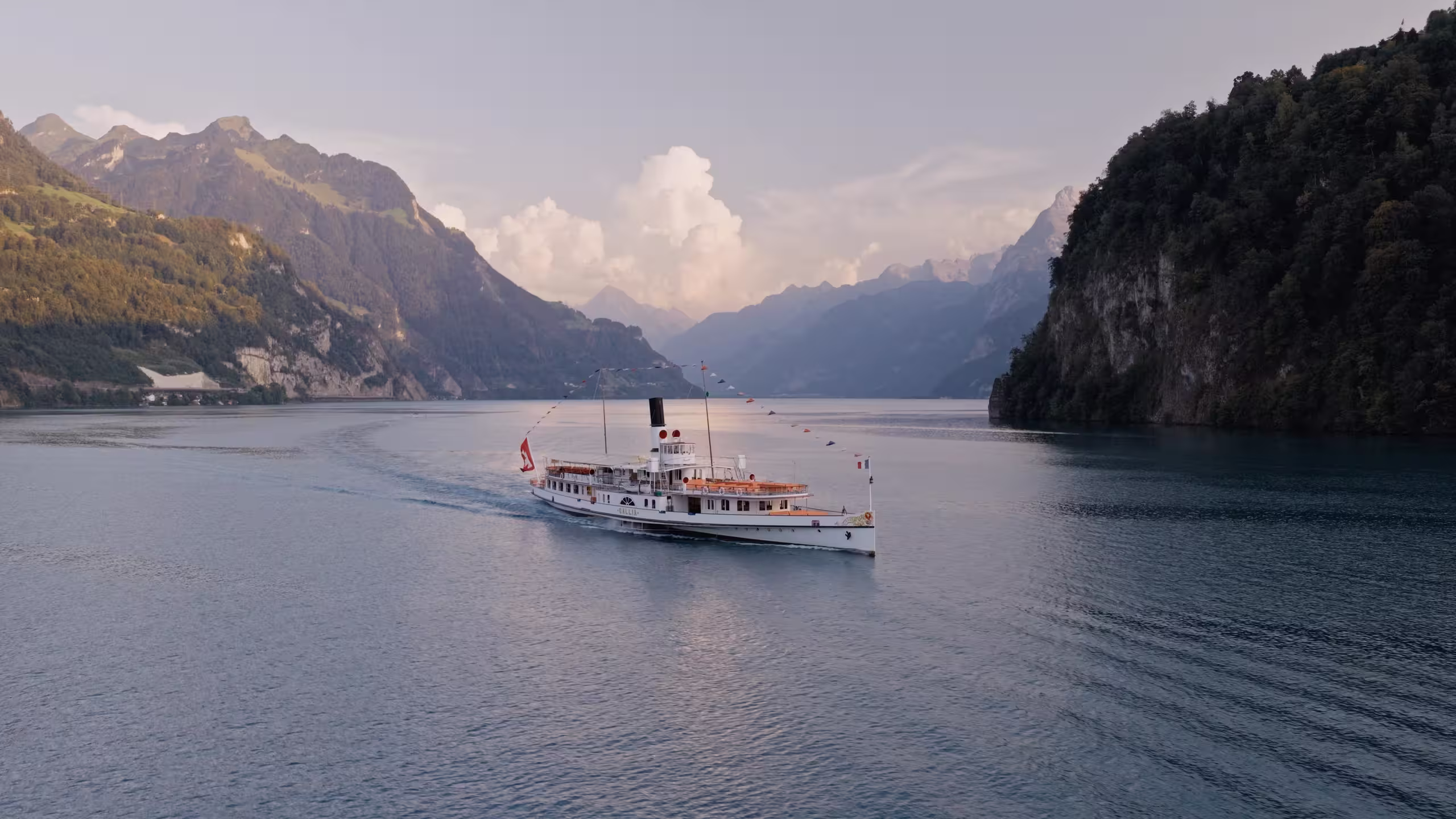 Panoramic steamboat cruise across Lake Lucerne