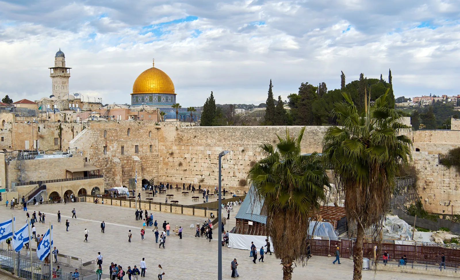 Western Wall and golden Dome of the Rock in Jerusalem