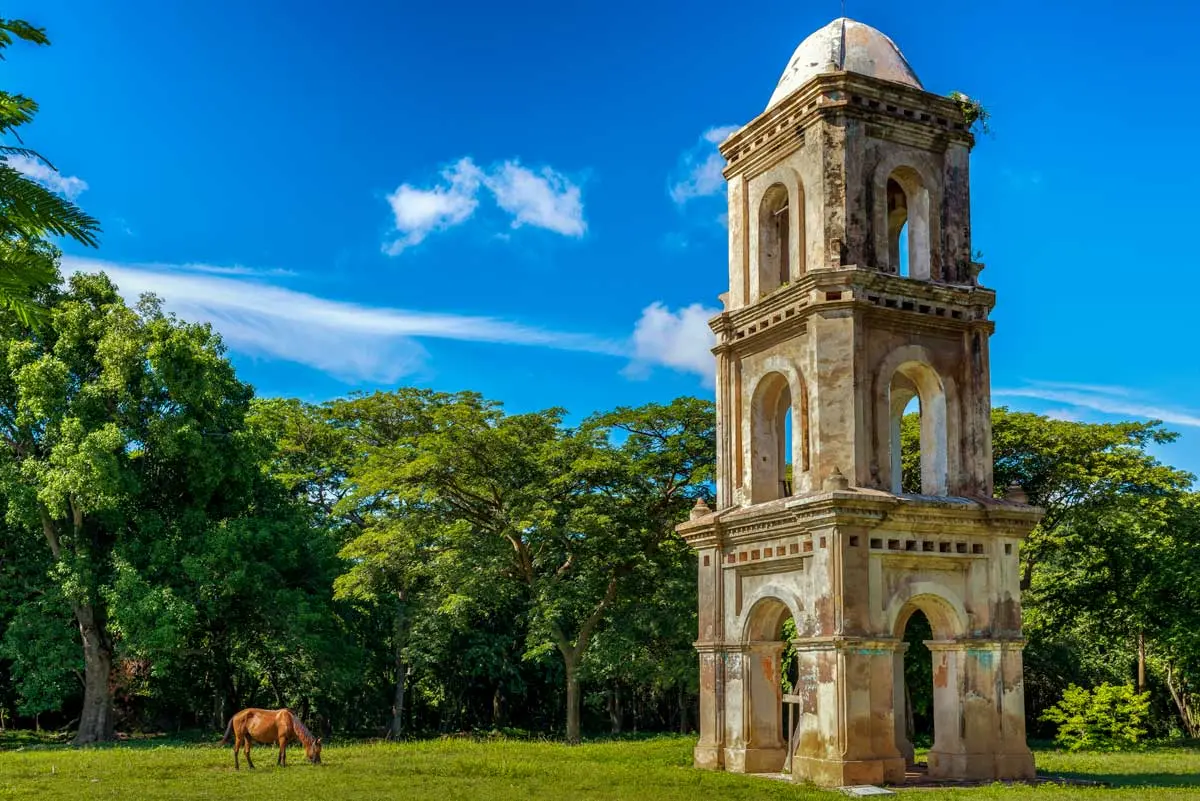 Valle de los Ingenios sugar mill heritage tower in central Cuba