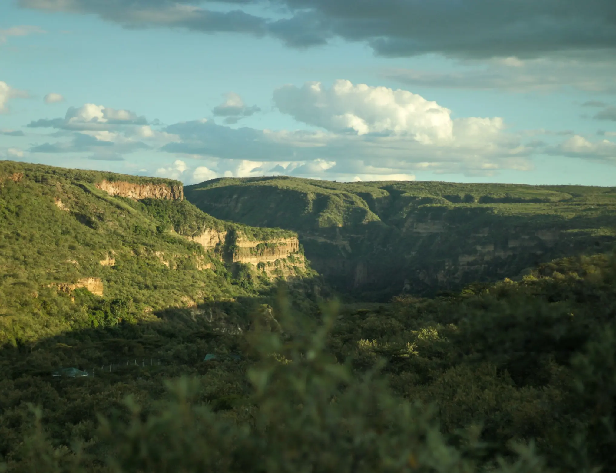 Aerial view of the Great Rift Valley near Lake Naivasha during the WRC Safari Rally