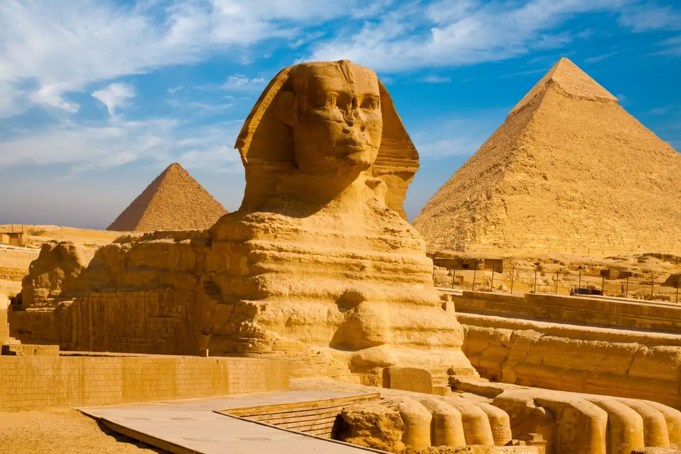 Great Pyramids of Giza and the Sphinx in Cairo Egypt