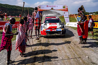 Spectators watching the Wolf Power Stage at Hell's Gate National Park during Safari Rally Kenya