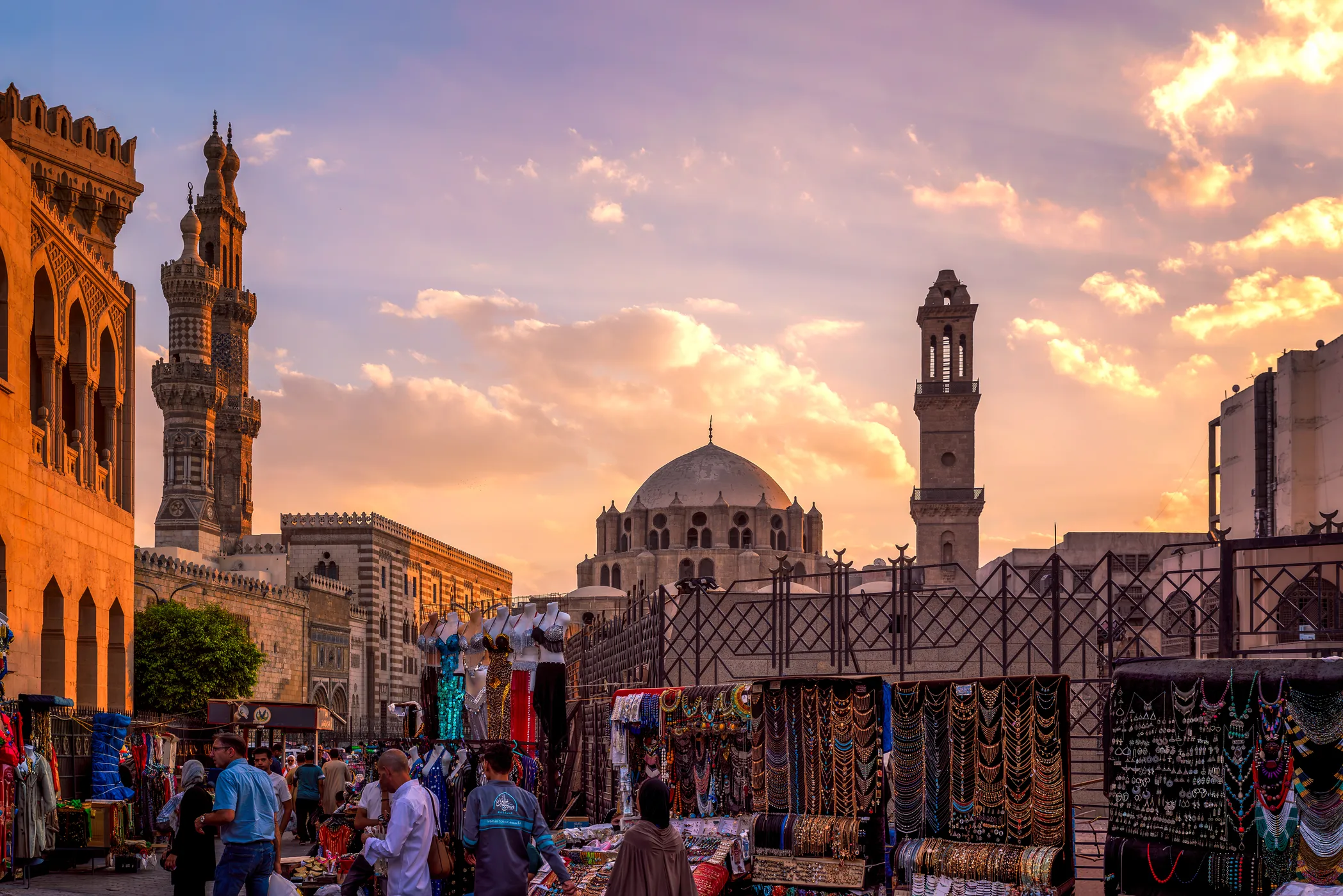 Narrow alleyways of Khan El Khalili souq in Cairo