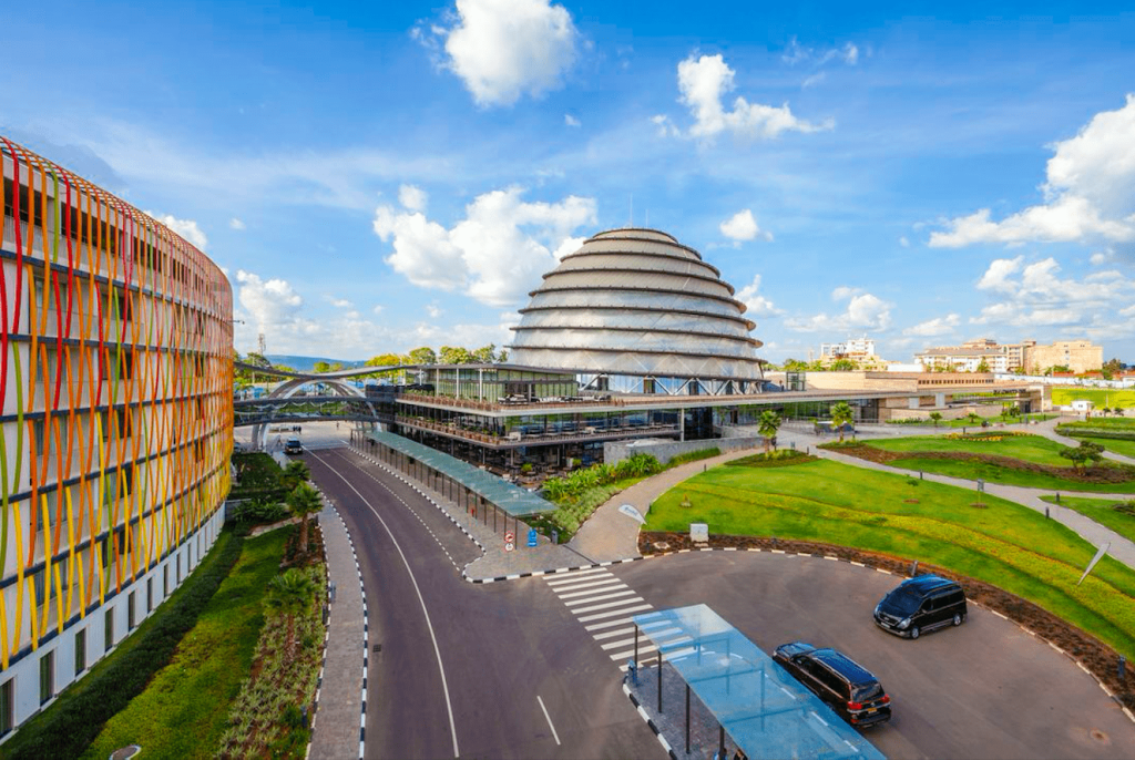 Clean, modern streets of Kigali the capital of Rwanda