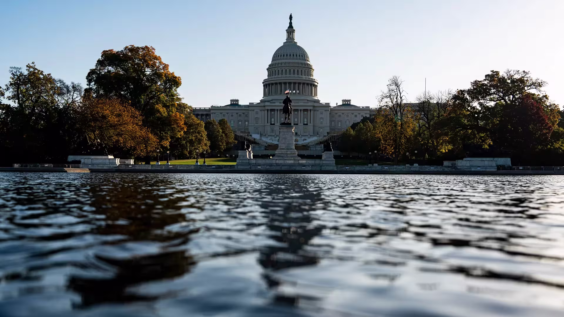 United States Capitol and National Mall reflecting pool in Washington DC