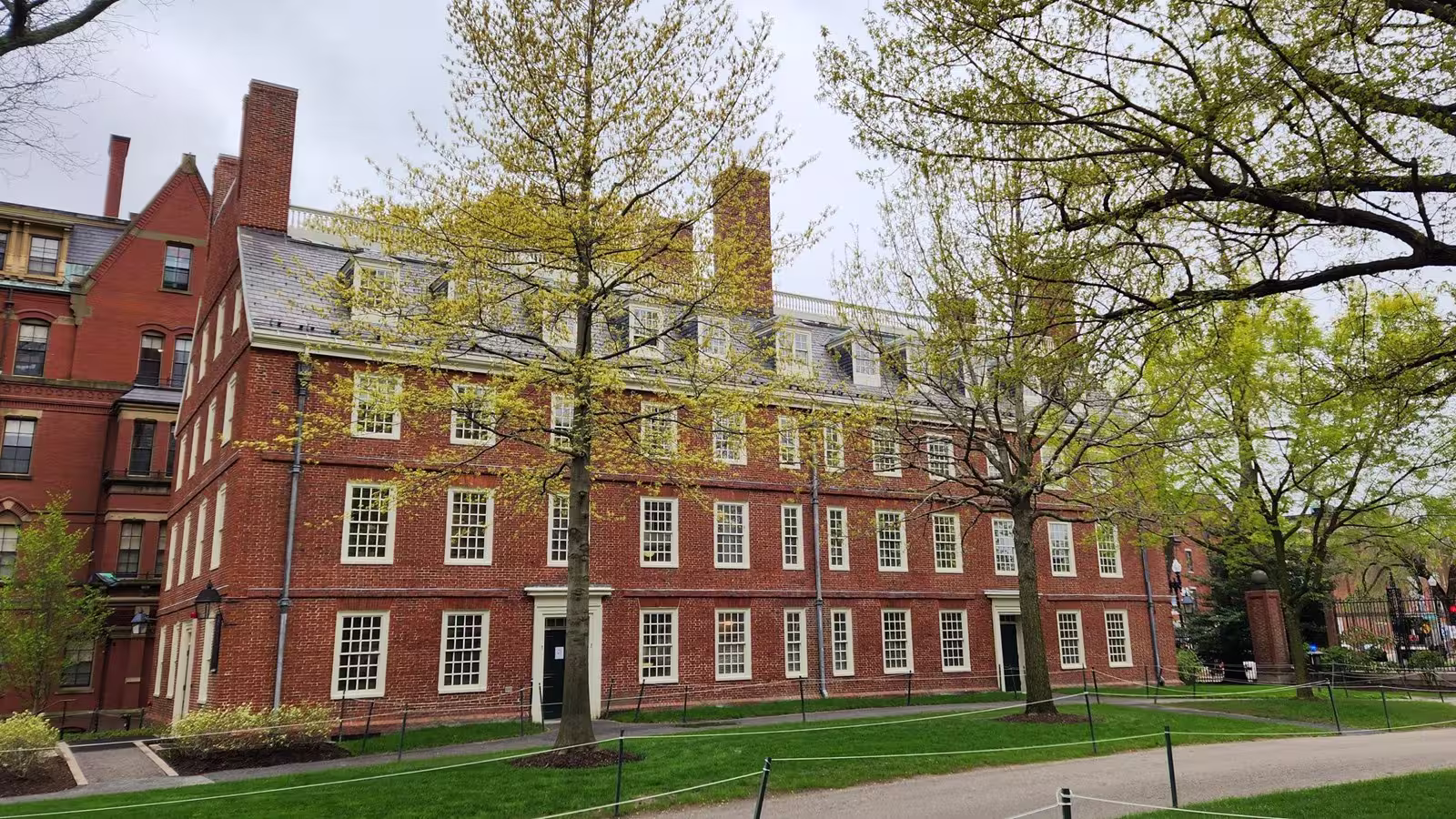 Harvard Yard collegiate halls in Cambridge Massachusetts