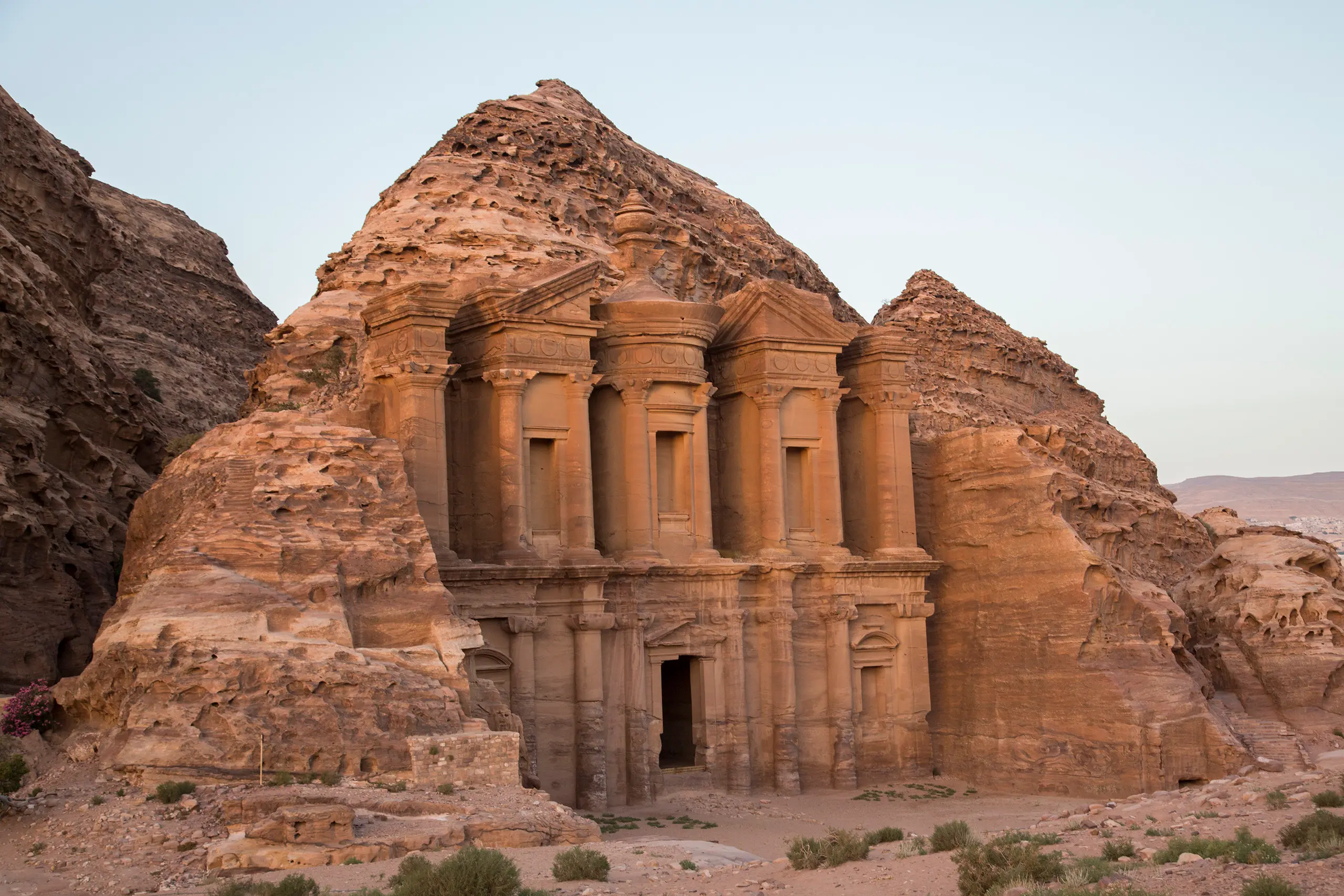 The Monastery (Ad-Deir) monumental facade high in the mountains of Petra